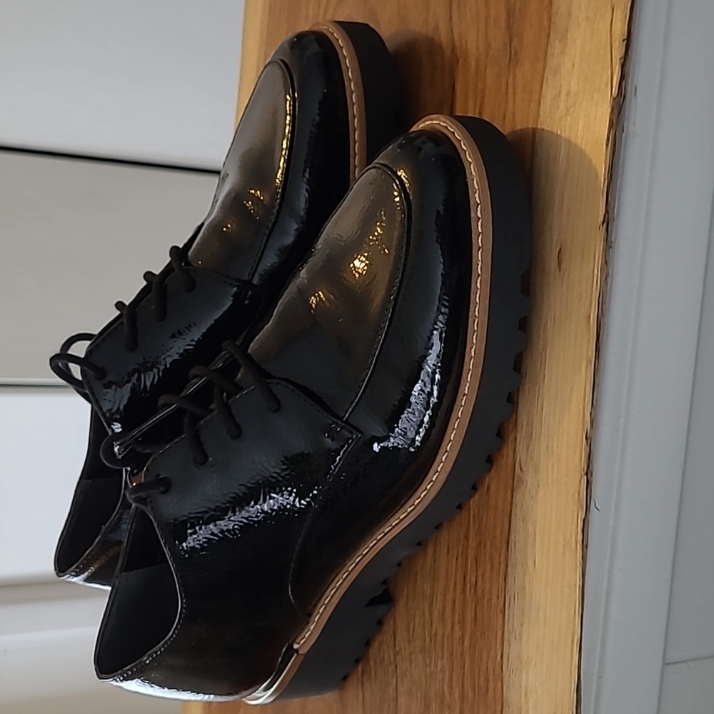 Patent Black Franco Sarto platform loafers